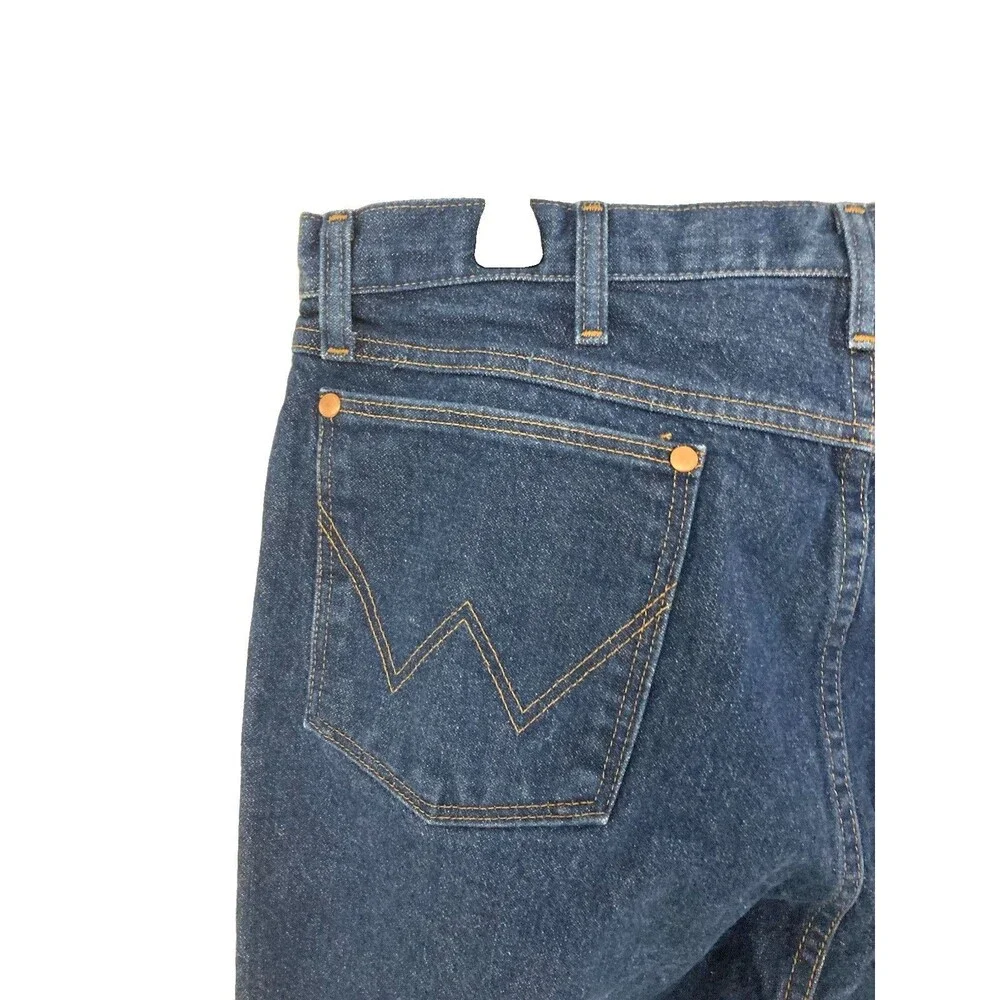 Men's Wrangler Cowboy Cut Jeans Rigid Indigo Dark Wash Blue Tag 38x32 Meas 36x32